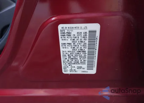 2012 Nissan Rogue S from USA, damaged, VIN JN8AS5MV6CW374085